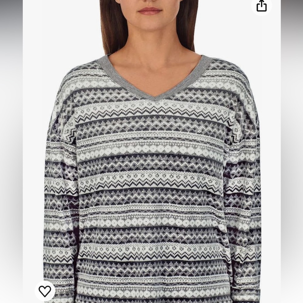 Nautica Ladies' 2-Piece Silky Stritch Fleece Sleepwear PJ Set Grey Size M - Picture 6 of 14